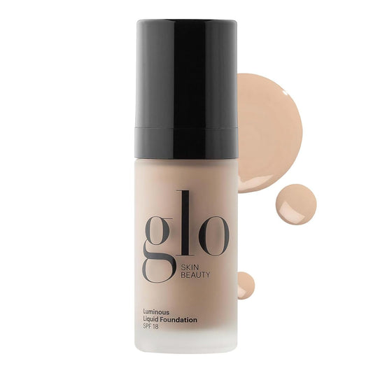 Glo Skin Beauty Luminous Liquid Mineral Foundation Makeup with SPF 18 (Naturelle) - Improves Uneven Skin Tone, Smooths & Corrects Imperfections, Sheer to Medium Coverage, Dewy Finish | alldaygood beauty
