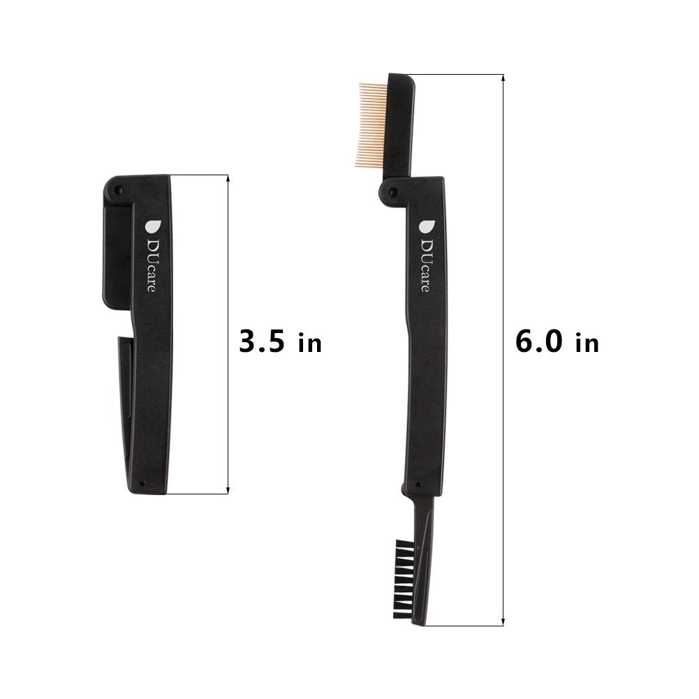 DUcare Eyelash Comb Separator Eyelashes Eyebrow Mascara Brush Applicator Eyelash Definer With Comb Cover Cosmetic Brushes Tool (Black)