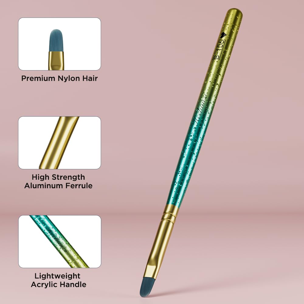 Nail Art Brushes Set, HECHUNZI 7PCS Nail Art Design Pen Painting Tools with Extension Gel Brush, Polish Brush, Builder Brush,Liner Brush, Carved Brush for Home DIY Salon Use