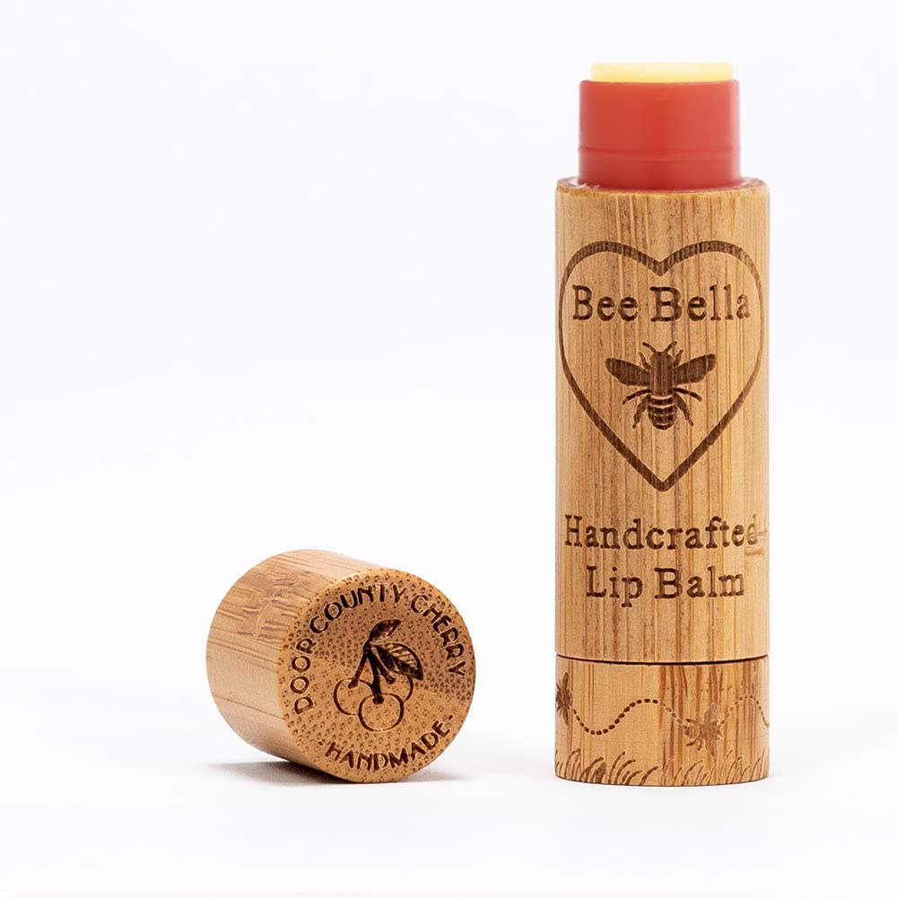 Bee Bella Lip Balm, Cherry, 3 Pack - Moisturizing Lip Care, 100% Natural, Original Organic Beeswax with Vitamin E, Handmade in USA, Gift Item
