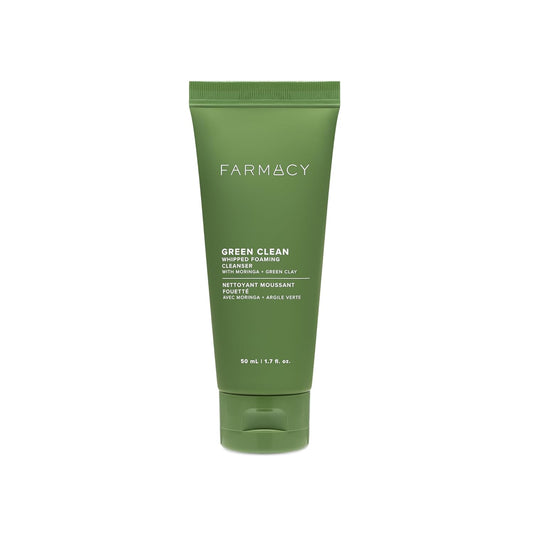 Farmacy Foaming Face Wash for Oily Skin - Whipped Greens Oil-Free Gentle Facial Cleanser & Exfoliator - Infused with Green Clay to Remove Impurities, Control Oil & Maintain Skin Hydration (50ml) | alldaygood beauty