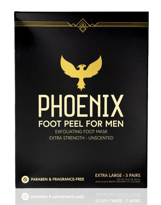 (Pack of 3) Phoenix Foot Peel for Men - Extra Large - Extra Strength - Exfoliating Dry Feet Treatment - Callus Remover - Unscented - Paraben and Fragrance Free | alldaygood beauty