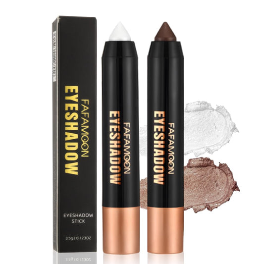 2Pcs Monochrome Cream Shimmer Glitter Eyeshadow Pencil Stick for Women, Eye Shadow Eyeliner Pencil Sticks Makeup, sombras para ojos, Waterproof, Vegan & Cruelty-Free, (02+06, 2Pcs) | alldaygood beauty