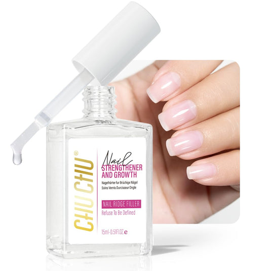 CHUCHU Nail Strengthener Base Coat: Quick Dry Protein Clear Hardener Polish - Repair Ridge Filler for Women Men Beginners Home Salon Gift - 15ML