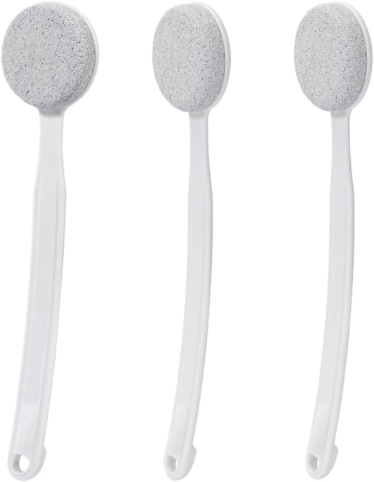 Pumice Stone for Feet with Long Handle 13.7", 3 Pack Hard Skin Callus Remover, Scrubber and Exfoliator for Dead Dry Skin, Softer & Smoother Feet, Pedicure Tool (Curved)