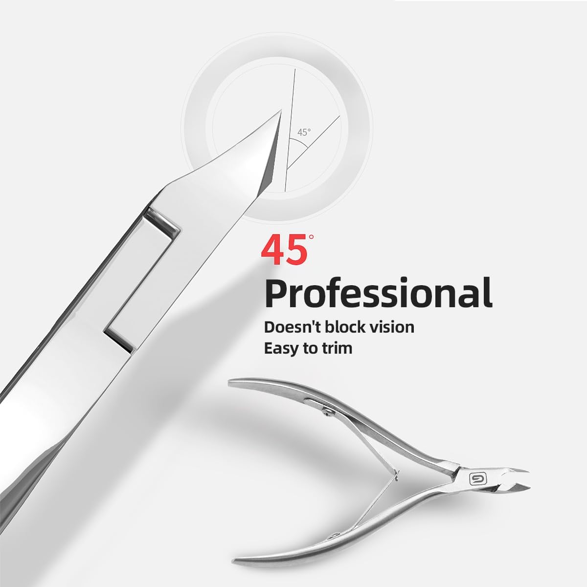 Cuticle Trimmer 3/4 Jaw Extremely Sharp Cuticle Nippers Scissors Stainless Steel Clippers Cutter Remover Pedicure Manicure Nail Tool, cuticle pusher (Cuticle Nippers/Silver-b)