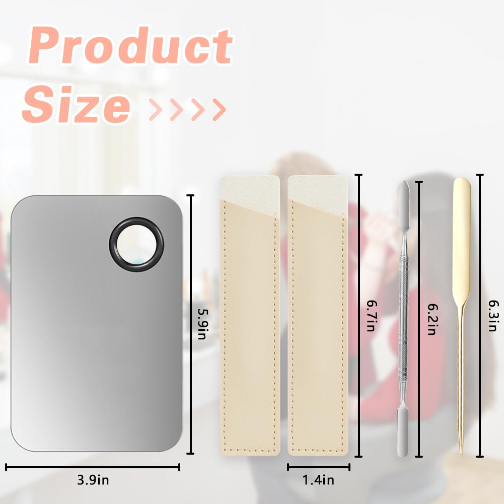 5PCS Makeup Mixing Palette, Stainless Steel Cosmetic Makeup Palette With Spatula Makeup Artist Tool, Professional Cosmetic Mixing Makeup Palette For Mixing Eye Shadow/Eyelash/Nail Art/Foundation