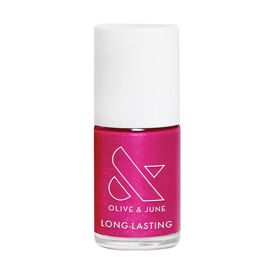 Olive & June Long Lasting Nail Polish | Plump Gel-Like Finish No Lamp Needed | Lasts up to 10 days | Salon-Quality at Home | 15-Free, Vegan Cruelty-Free Chip-Resistant | Lily Blooms Shimmering Magenta | alldaygood beauty
