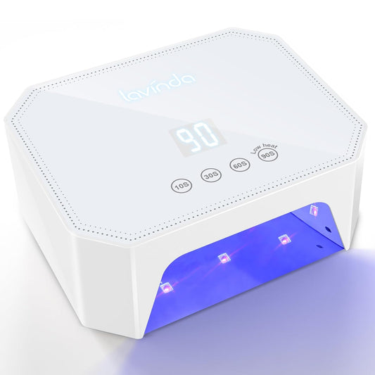 Lavinda 54W Corded UV LED Nail Lamp for Gel Nails - Plug-in Professional Nail Dryer with Fast Curing, 4 Timers, Touch Screen, Compatible with All Gel Polishes (White) | alldaygood beauty
