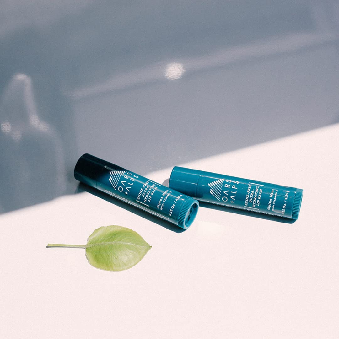 Oars + Alps Shine Free Lip Balm, Ultra Hydrating Lip Care Infused with Vitamin E, Alpine Mint Scent, 0.45 Oz Each, 3 Pack