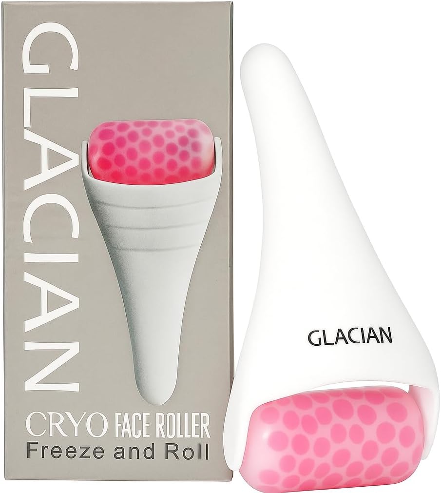 CRYO FACE Roller: Premium Ice Roller for Face Lift, Wrinkles, Double Chin Reducer, Self Care Gifts, Skin Care Tools, Radiant Glow (White)