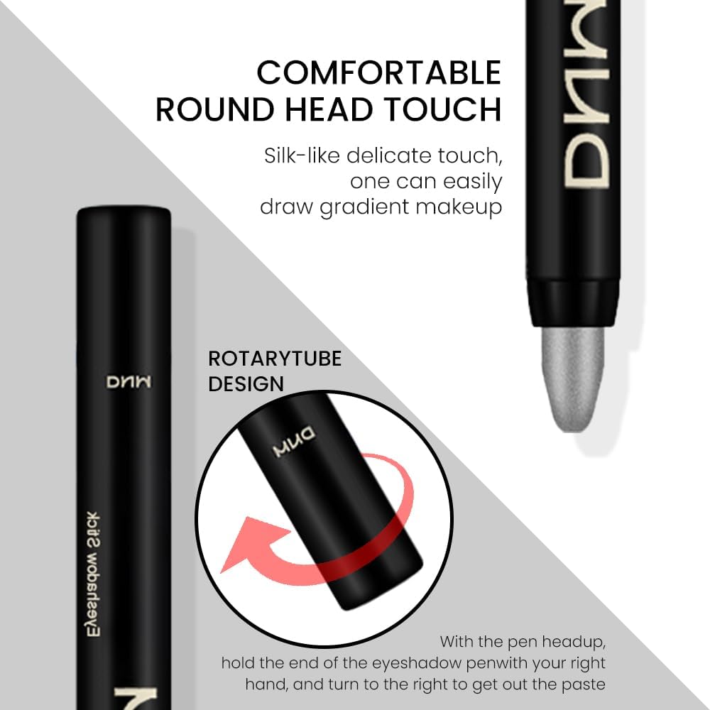 evpct 2Pcs Cream Eyeshadow Sticks Set for Eyes Dazzling Grey & Silver Shimmer Eye Crayon Shadow Brightener Stick Pencil Pen Bulk sombras en crema para ojos 02+16