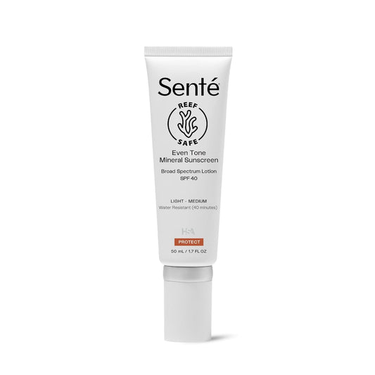 Senté Even Tone Mineral Sunscreen Tinted | SPF 40 Light-Medium | Hydrating, Lightweight Sun Protection Treatment for Redness & Discoloration | UVA/UVB & Blue Light Defense | 1.7 oz | alldaygood beauty