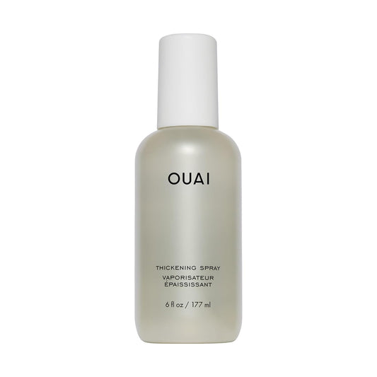 OUAI Hair Thickening Spray - Thickening & Volumizing Spray for Instantly Thicker, Fuller-Looking Hair - Protects, Strengthens & Repairs with Amaranth Peptide & Amino Acids (6 Fl Oz) | alldaygood beauty