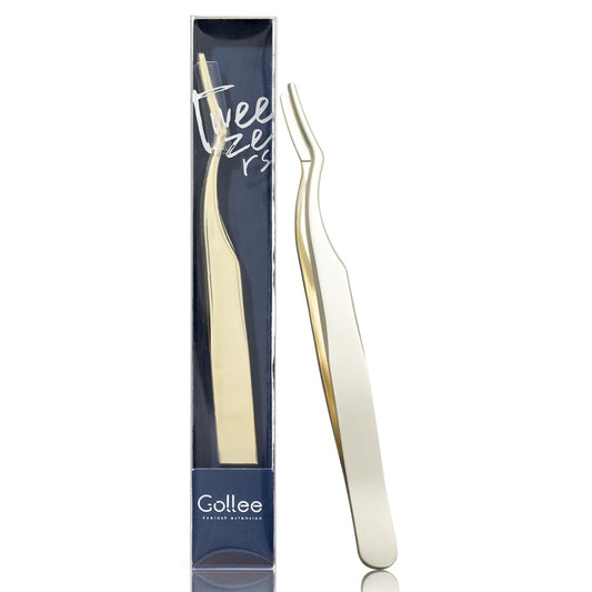 Stainless Steel Lash Applicator Tweezers - Curved Lash Clamper for False Lashes Application and Removal