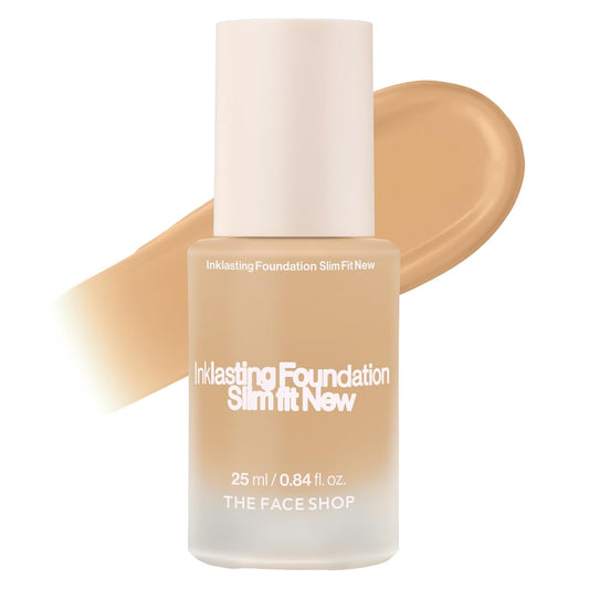 THE FACE SHOP Ink Lasting Liquid Foundation, Full Coverage, 72‑Hour Wear Semi‑Matte Finish, Makeup with Bakuchiol, N110 Buttercream, 0.84 Fl. Oz. | alldaygood beauty