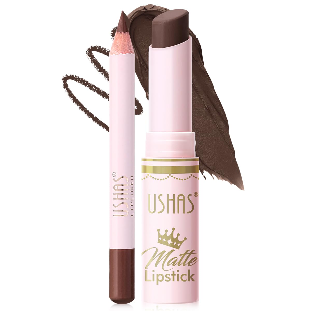 USHAS Lipstick and Lip Liner Combo Set 2 in 1 Waterproof Matte Lipstick pen for Women Lip liner Set Long Lasting with Makeup Set (Y17, Pack of 1)