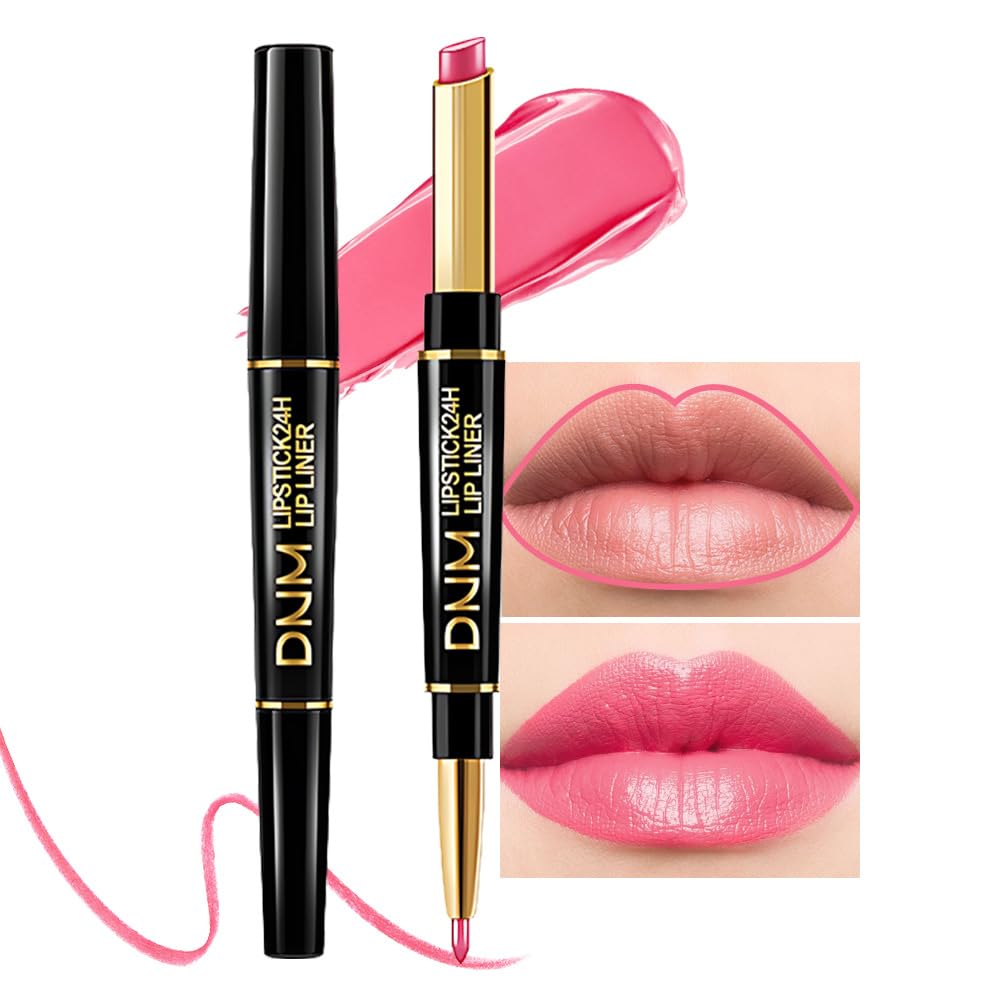 evpct 1Pcs Mauve Warm Pink Shine Lip Liner and Lipstick Combo Set Kit for Women, Moisturizing Glossy Tinted Lip Stick Balm, Sheer Shine Juicy Finish, Lightweight Hydrating Formula Lip Care 43#