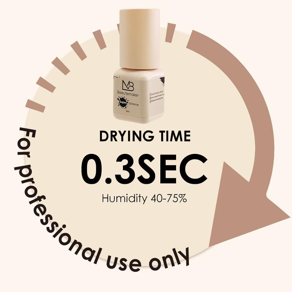Super Strong Eyelash Extension Glue- 5ml/0.3s Drying Time/7-8 Weeks Retention/Waterproof Black Lash Glue/Professional Eyelash Adhesive for Individual Lash Extensions