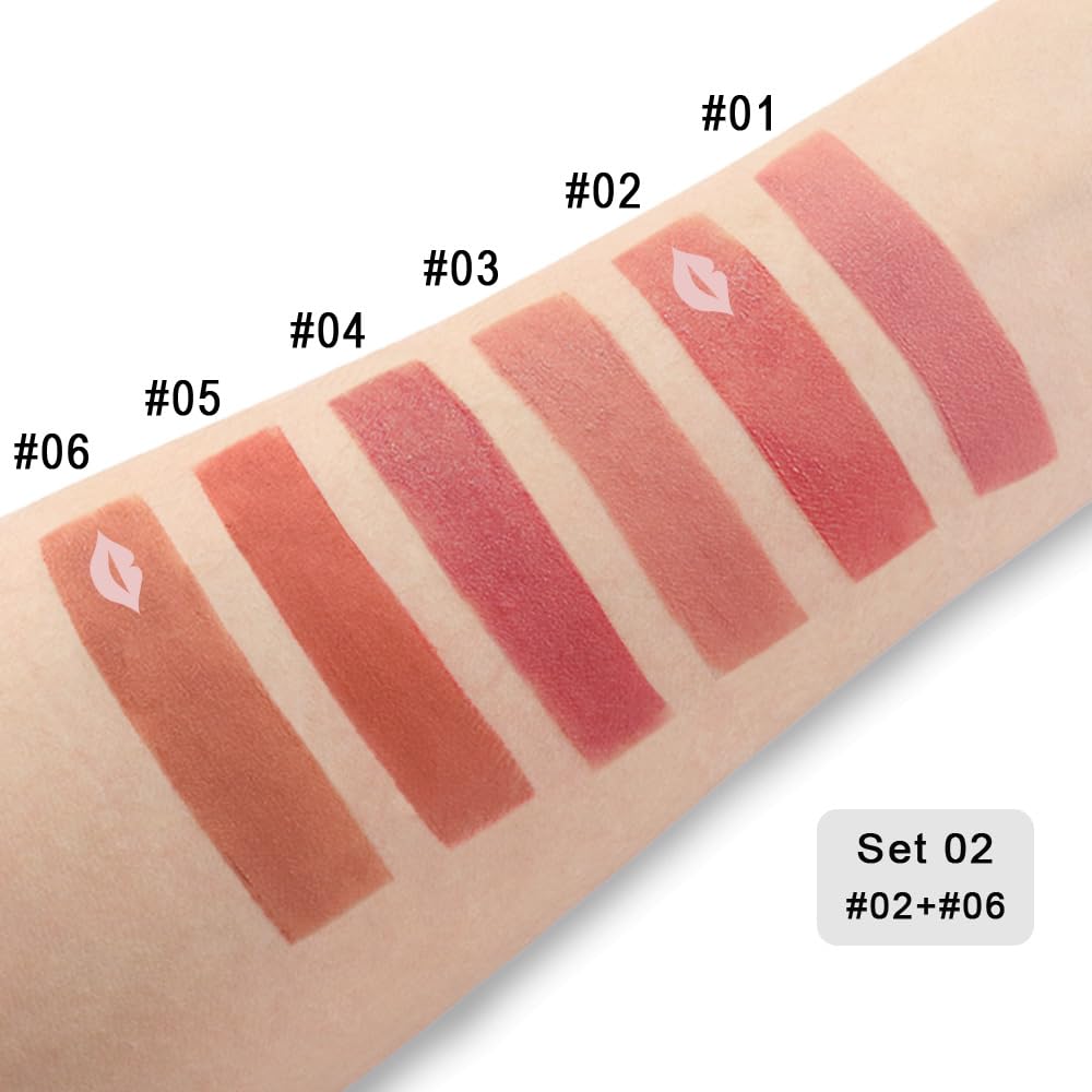 BINGBRUSH 2Pcs Velvet Light Matte Lip Tints – Colorstay Lipstick Highly Pigmented, Long-Lasting Lip Stain,Moisturizing, Waterproof, Lightweight Soft Lip Cream,Smudge-Proof & Fade-Resistant