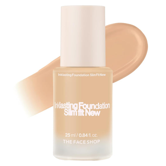 THE FACE SHOP Ink Lasting Liquid Foundation, Full Coverage, 72‑Hour Wear Semi‑Matte Finish, Makeup with Bakuchiol, N210 Neutral Sand, 0.84 Fl. Oz. | alldaygood beauty