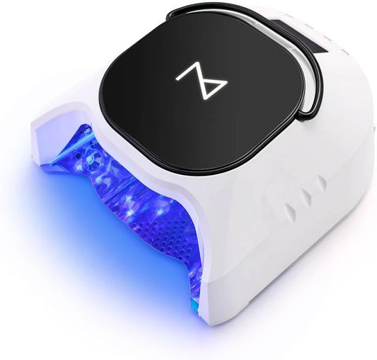 M - GlowPro Professional Hybrid 86W Wireless Rechargeable UV LED Nail Curing Lamp Cordless Nail Dryer for Gel Nails, Manicure, Pedicure (Black & White) | alldaygood beauty