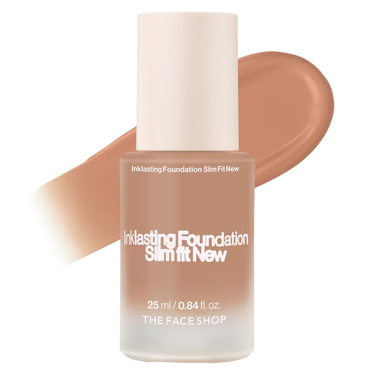 THE FACE SHOP Ink Lasting Liquid Foundation, Full Coverage, 72‑Hour Wear Semi‑Matte Finish, Makeup with Bakuchiol, N330 Cinnamon, 0.84 Fl. Oz. | alldaygood beauty
