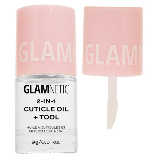Glamnetic 2-in-1 Cuticle Oil | Nourishing Cuticle Serum & Cuticle Pusher For Healthy Nails | Overnight, Hyaluronic Acid & Botanical Oils - 0.31 Oz | alldaygood beauty