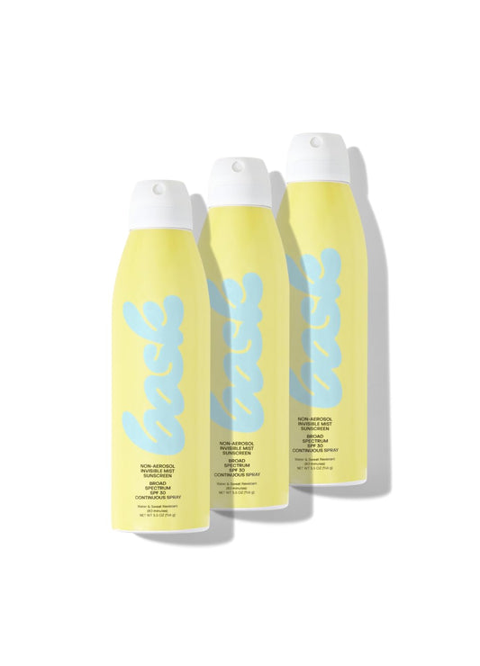 Bask Suncare SPF 30 Sunscreen Spray - Non-Aerosol, Broad Spectrum UVA/UVB Protection, Dermatologist Recommended, Moisturizing, Lightweight & Fast-Absorbing, 5.5 oz (Pack of 3) | alldaygood beauty