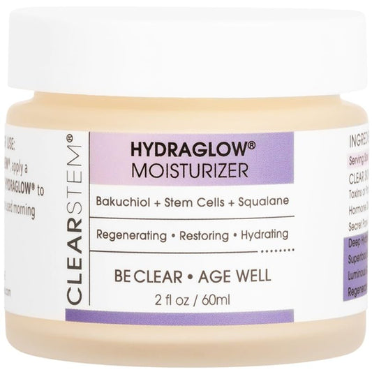 CLEARSTEM - HYDRAGLOW Stem Cell Moisturizer - Bakuchiol + Squalene - Youthful Skin Face Moisturizer - All Skin Types - Facial Skin Care Products - Gluten Free, Cruelty Free - 2 fl oz / 60ml | alldaygood beauty