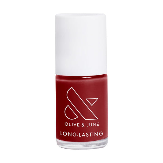 Olive & June Long Lasting Nail Polish | Plump Gel-Like Finish No Lamp Needed | Lasts up to 10 days | Salon-Quality Color at Home | 15-Free, Vegan & Cruelty-Free Chip-Resistant | Cozy Up | Brick Red | alldaygood beauty