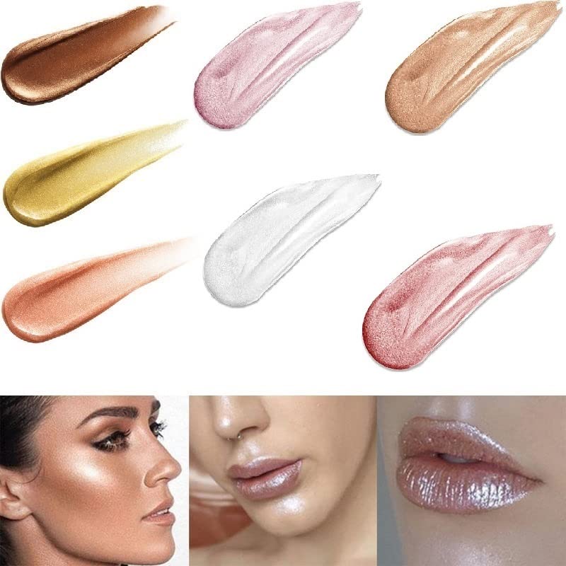 2 Pack Body Luminizer,Shimmer Body Highlighter Makeup Liquid Gloss Makeup for Glitte Face Body Gloss Cream.(104 Soft Yarn Pink)