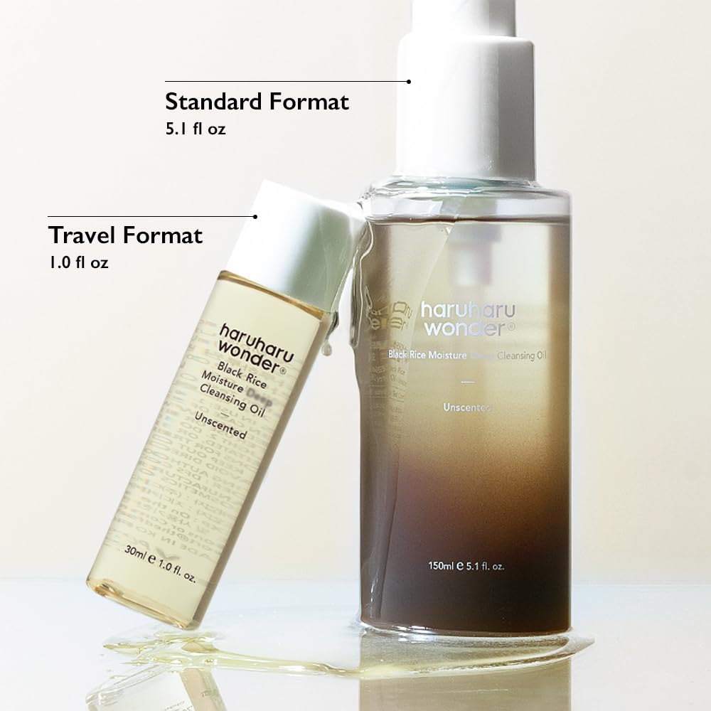 HARUHARU wonder Black Rice Moisture Cleansing Oil, 5.1 fl oz, Double Cleansing, Daily Makeup remover, Pore Oil Cleanser, Korean Skincare for sensitive, normal and Oily Skin