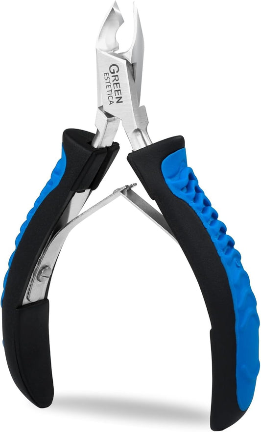 Cuticle Trimmer with Non-Slip Grip Handle Professional Stainless Steel Cuticle Cutter Sharp Blades Double Spring Cuticle Nippers for Nail Care Pedicure Manicure Nail Tools (Blue-Black) | alldaygood beauty
