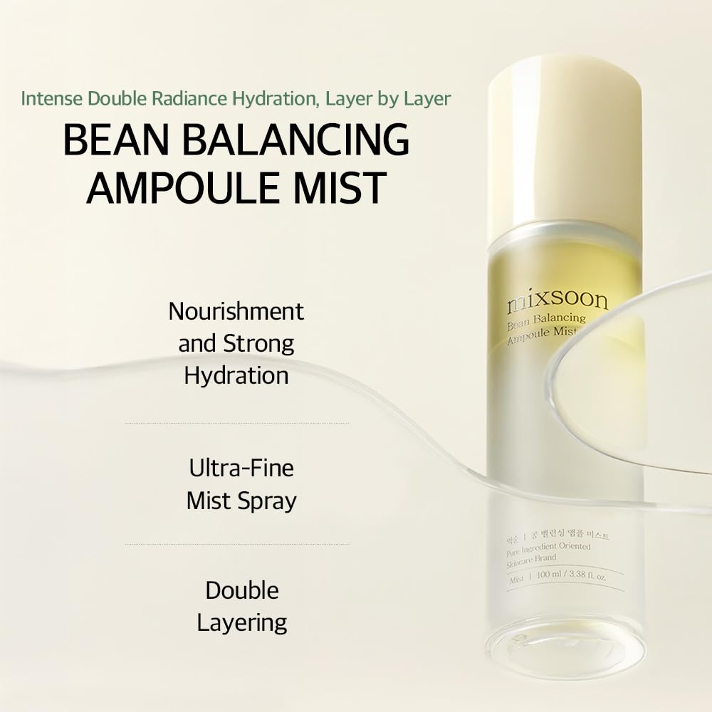 mixsoon Bean Balancing Ampoule Mist Skin moisturizer and Oil balance For Hydrated Radiance Korean Glass Skin Care 3.38 fl. oz. / 100ml
