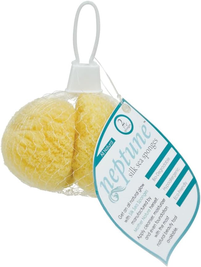 Sea Silk Sponge 2pc Kit, Hand Cut, Medium, Approx. 2-3 inches, Ideal for Cosmetic Use and Facial Cleansing
