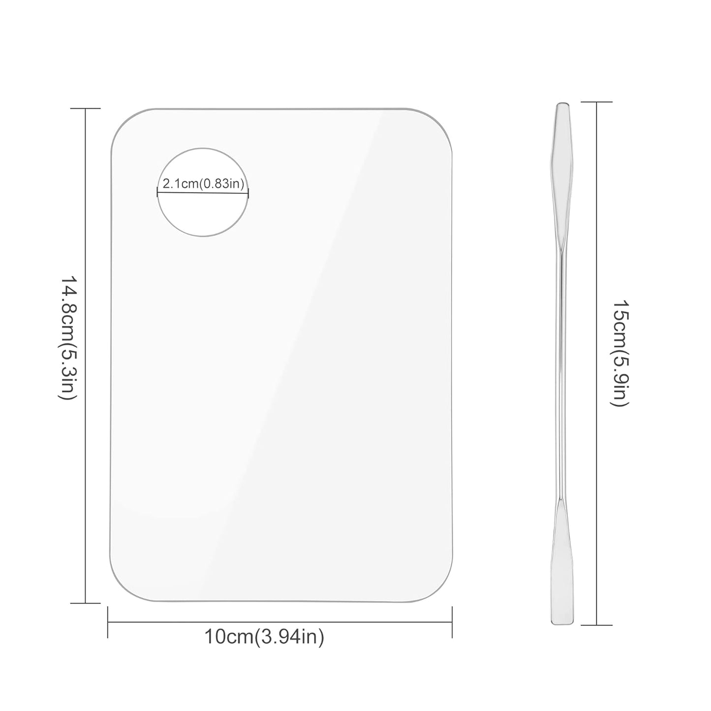 Acrylic Cosmetic Makeup Palette, Makeup Mixing Tray with Makeup Spatula Metal Mirror for Beauty Salon Color Cream Liquid Foundation Mixing Palette (2 Pcs Transparent palettes)