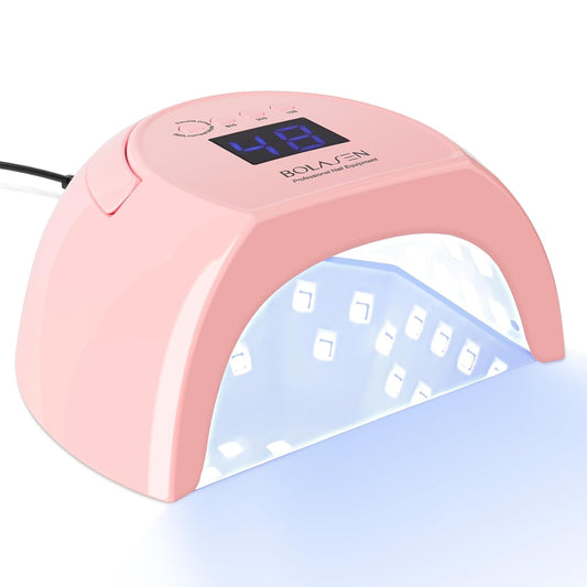 BOLASEN UV Nail Lamp for Gel Nail Polish, 80W UV Light for Nails, Professional Led Nail Dryer with Metal Base, 42 LED Beads, 4 Timers, Auto Sensor - Ideal Gift for Women Girls, i2 Plus (Plug-in Pink) | alldaygood beauty