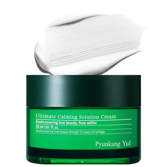 Pyunkang Yul PKY Ultimate Calming Solution Cream for Sensitive Skin with Patented Ingredients, Moisturizer Intensely Calms & Soothes Redness with Cica & Tea Tree, Korean Skincare (1.01 Fl. Oz, 30ml) | alldaygood beauty