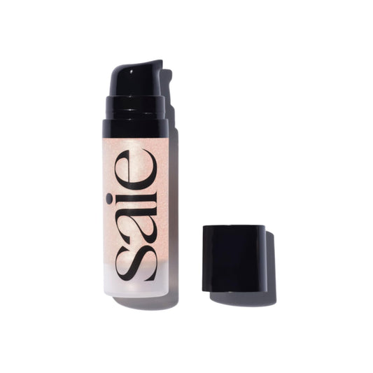 Saie Mini Glowy Super Gel - Hydrating Makeup Primer and Illuminating Glow Serum Enriched with Vitamin C and Squalane Oil - All-Over Liquid Highlighter Makeup for Instant Glass Skin - Roseglow (0.5 oz) | alldaygood beauty