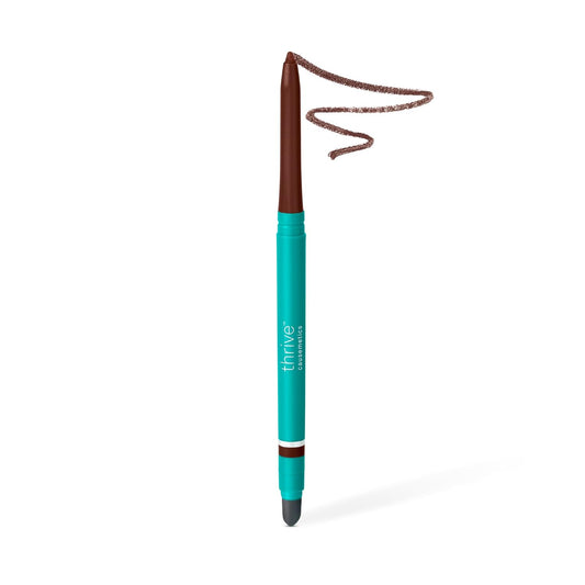 Thrive Causemetics Infinity Waterproof Eyeliner Pencil, Built In Sharpener & Smudge Tip, Long Lasting, Smudge Proof, Hyaluronic Acid & Shea Butter, Vegan, Cruelty Free, Nalie (Chocolate Brown Shimmer)