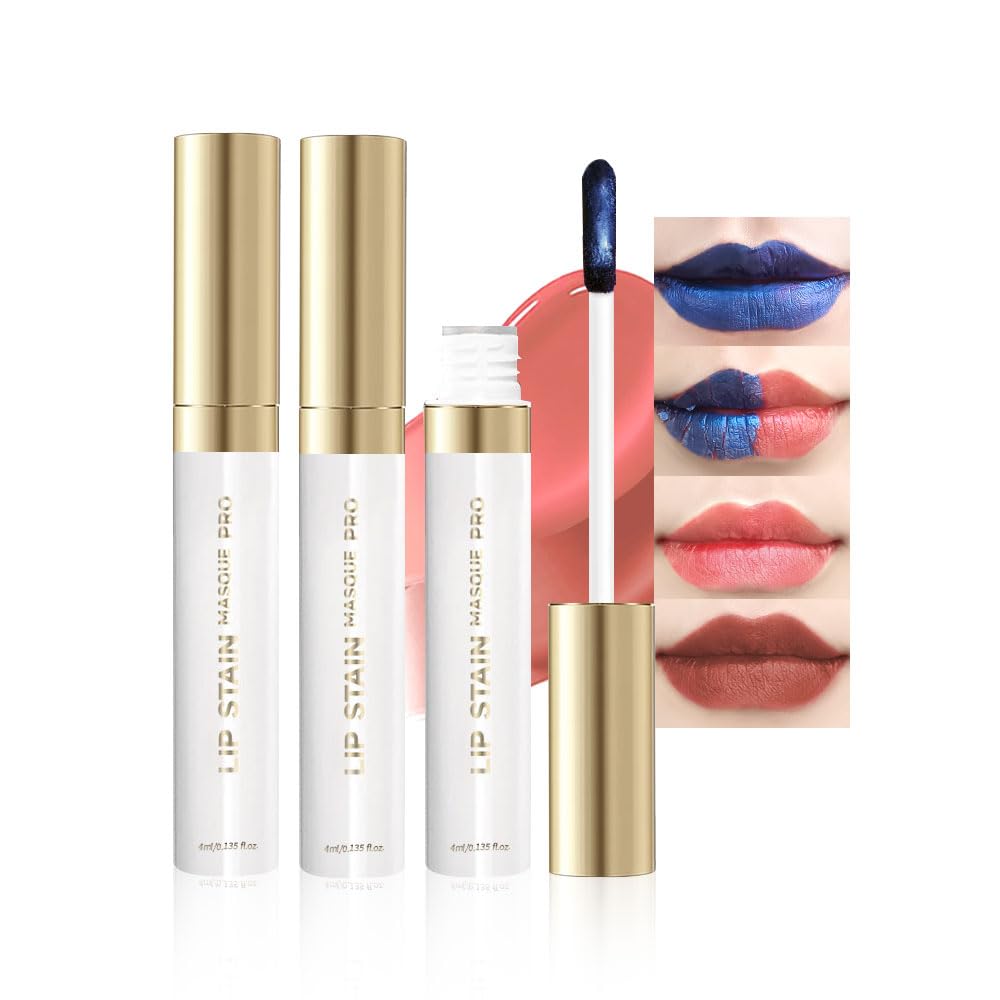 Lip Stain Peel Off Set–Long Lasting Waterproof Lip Tint, Smudge Proof Transfer Resistant Lip Stains Tattoo,High Pigment Matte Lip Color, Kiss Proof Peel Off Lip Stain Masque, Stay Lip Makeup 01+04