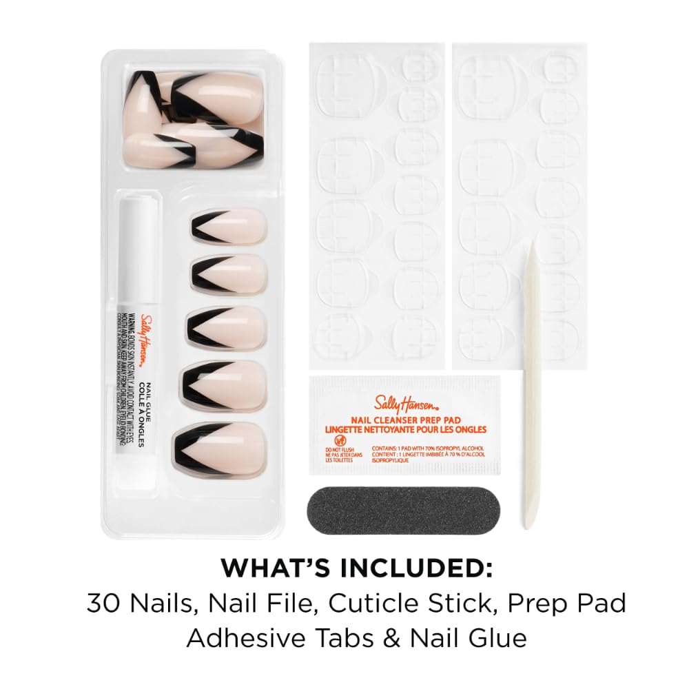 Sally Hansen Instant Cuticle Remover & Salon Effects French Twist Press On Nails Kit - 15 Second Gel, Aloe & Chamomile