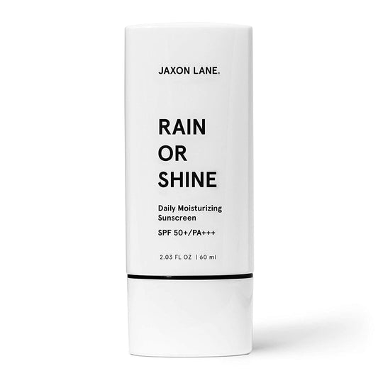 RAIN OR SHINE Anti Aging Face Sunscreen SPF 50 for Clear Skin with Green Tea, Hyaluronic Acid, Vitamin E Oil, Ginseng Extract, Licorice Root – SPF Moisturizer for Face, Fragrance Free 2.03 Oz | alldaygood beauty