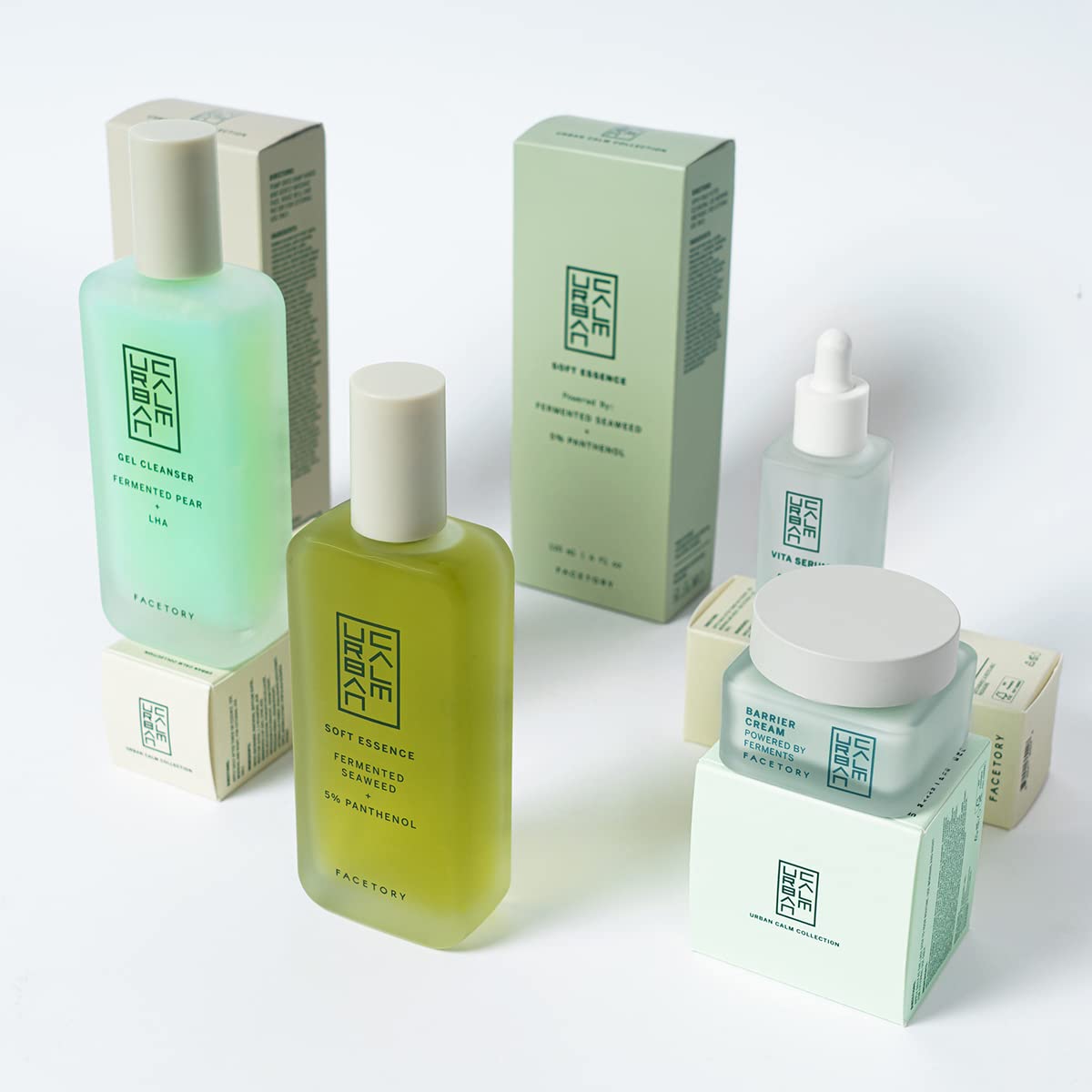 Urban Calm Collection Gift Set - Hydrating, Smoothing, Exfoliating, and Soothing Skincare Set for All Skin Types - Includes Fermented Skincare Products: Cleanser, Essence, Serum, and Cream