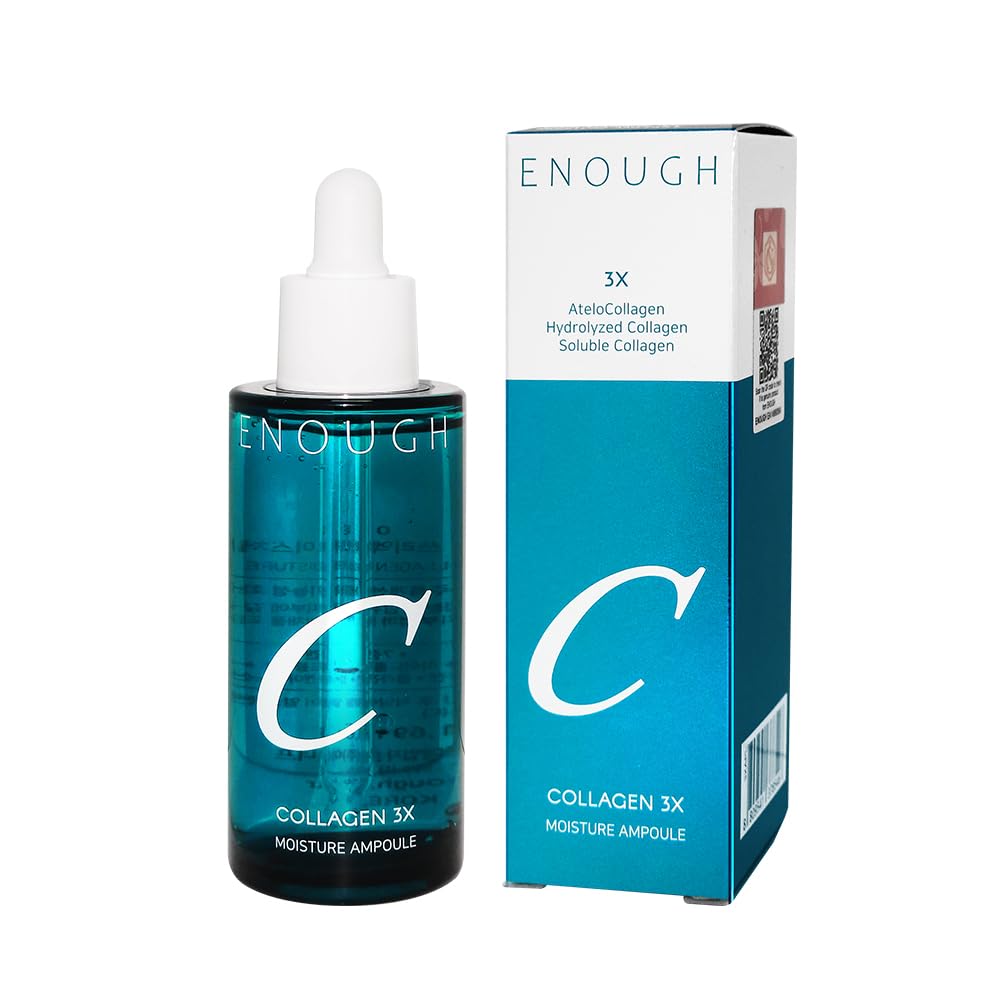 Enough Collagen 3X Moisture Ampoule, Korean Skin Care Anti-Aging Face Serum with Hyaluronic Acid, Niacinamide and Retinol for Women, 1,69 fl oz / 50ml
