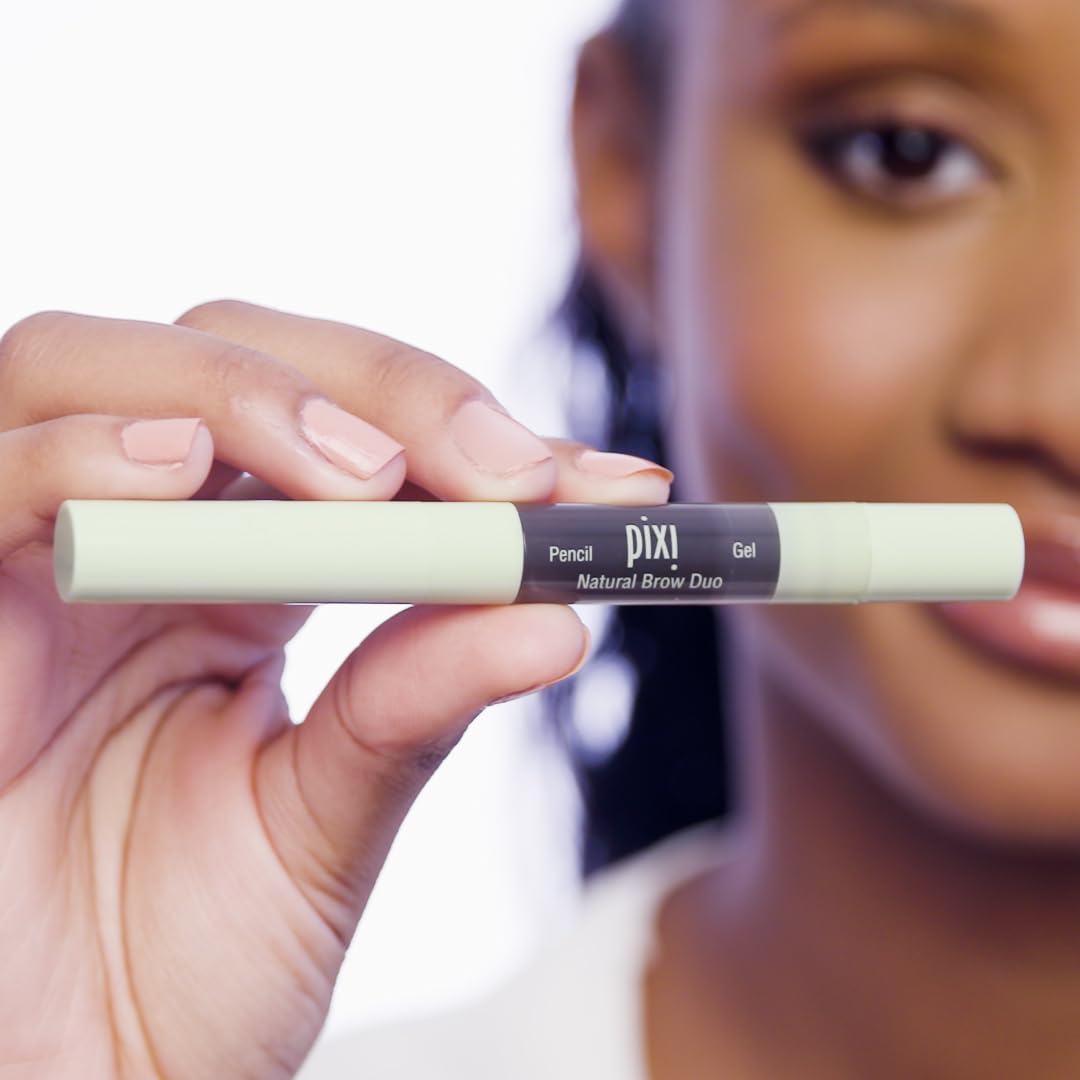 Pixi Natural Brow Duo - Soft Black, Precision Pencil & Tinted Gel, Waterproof Brow Shaper for All-Day Hold, Paraben-Free, 0.2oz