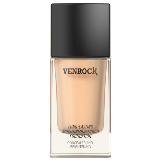 VENROCK 24HR Long-Lasting Moisturizing Liquid Foundation | Radiant, Waterproof, Concealing & Oil-Control (01# Ivory White, 30ml) | alldaygood beauty