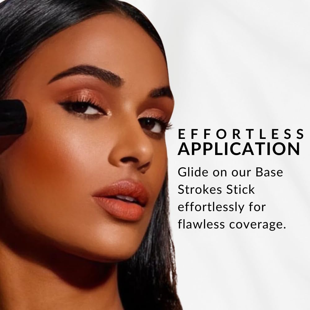 Base Strokes Crème Foundation Stick by Flori Roberts, Full Coverage for Women of Color or Deeper Skin Tones, Long Lasting Makeup, Natural Finish, Complexion Concealer & Corrector