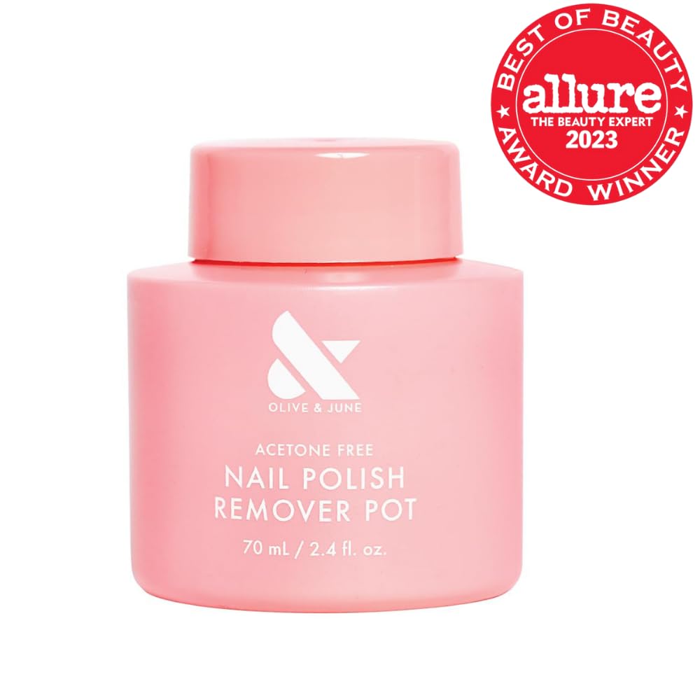 Olive & June Polish Remover Pot | Acetone-Free Nail Polish Remover with Sponge Lid for Mani + Pedi | No-Mess, Gentle & Effective Formula | Non Acetone | Vegan & Cruelty-Free | 60mL